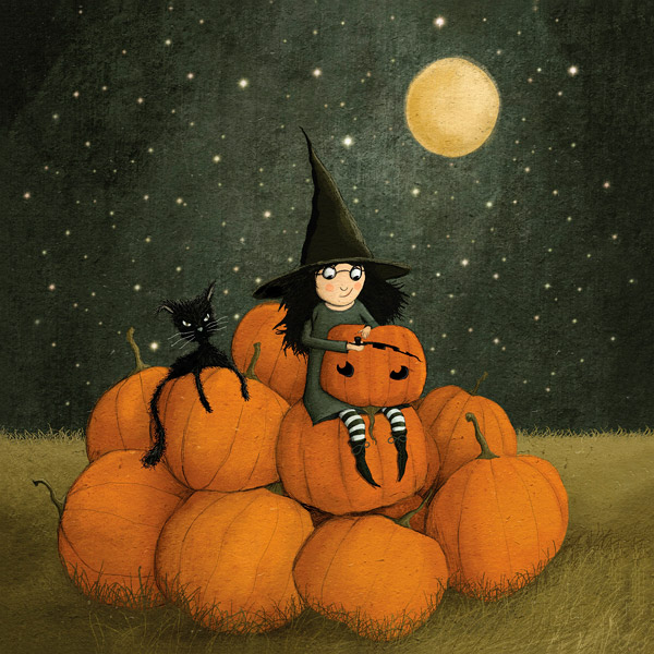 08891 SERVILLETA BRUJA Y CALABAZAS