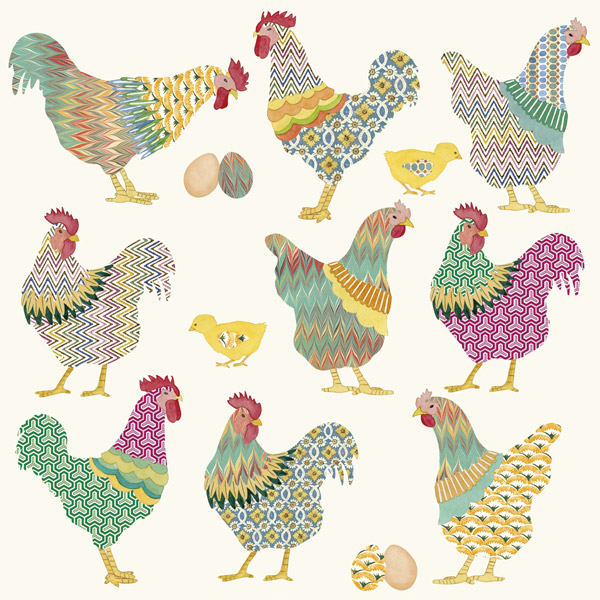 09008 SERVILLETA DECOUPAGE GALLINAS